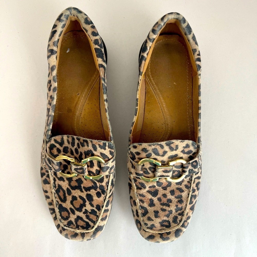 Easy Spirit Leopard-Print Slip-On Loafers with Gold Hardware - Picture 2 of 8
